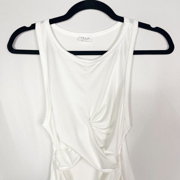 Le Lis Collection Womens Small White Twist Cut Out Bodysuit Tank Snap Closure - Picture 3 of 10